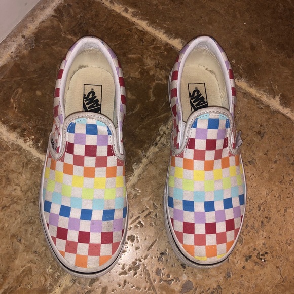 VANS colorful checkered slip-ons ~ Size 3 - Picture 2 of 6